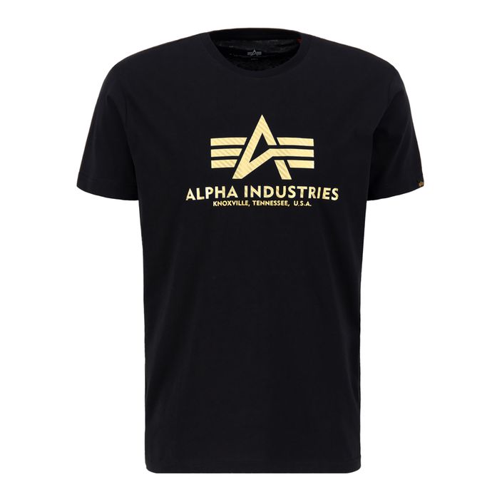 Vyriški marškinėliai Alpha Industries Basic T Carbon black/gold 2