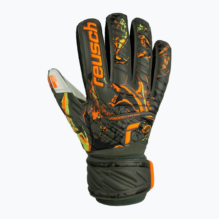 Reusch Attrakt Grip Finger Support vartininko pirštinės žalios-oranžinės 5370010-5556 5