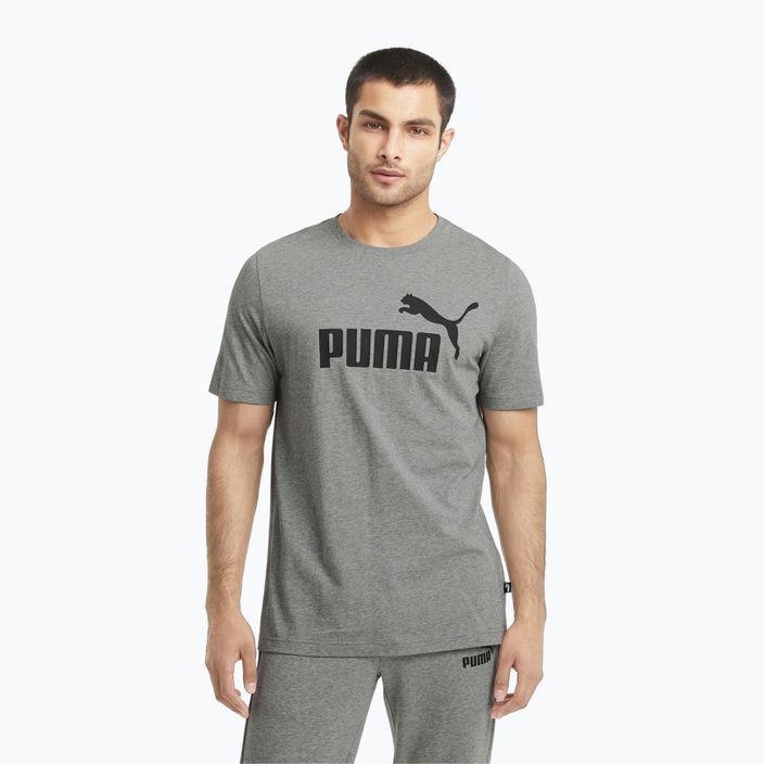 Vyriški marškinėliai PUMA Ess Logo Tee vidutiniškai pilki heather marškinėliai