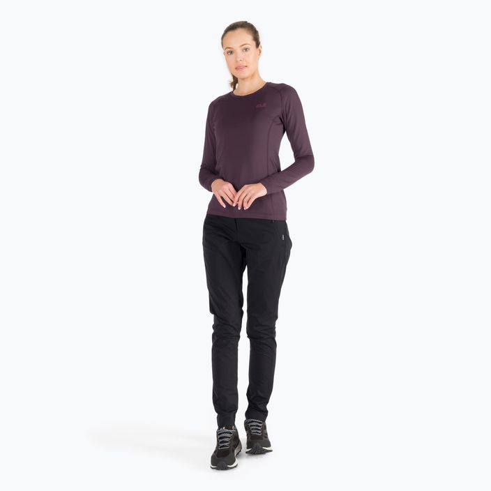 Jack Wolfskin moteriški trekkinginiai marškinėliai ilgomis rankovėmis Infinite LS purple 1808311 2