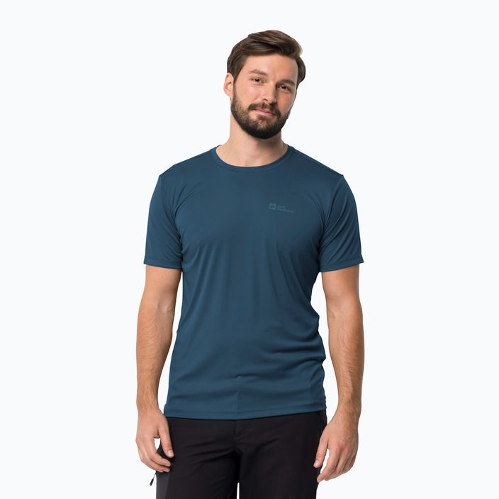 Jack Wolfskin Tech vyriški marškinėliai trekkingui tamsiai mėlyni 1807072