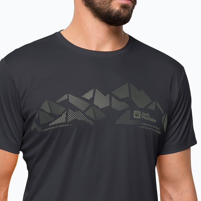 Jack Wolfskin Peak Graphic vyriški trekingo marškinėliai juodi 1807183 3