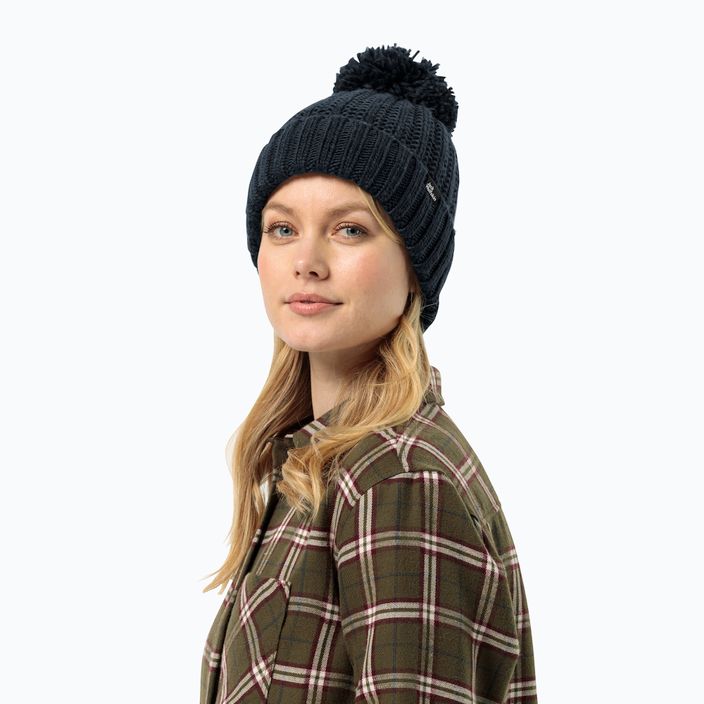 Moteriška žieminė kepurė Jack Wolfskin Highloft Knit Beanie night blue 2