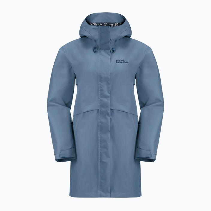 Moteriškas lietaus paltas Jack Wolfskin Cape West Coat elemental blue 7