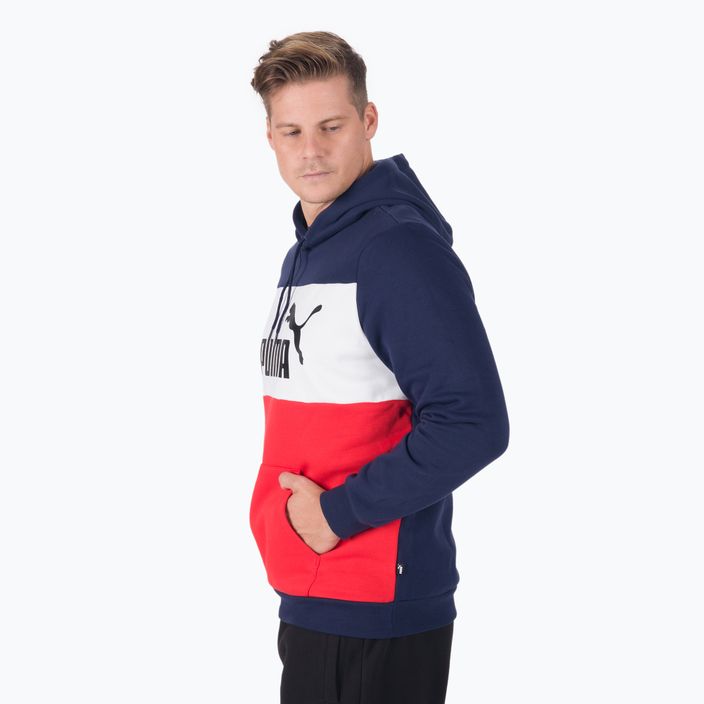 Vyriškas džemperis su gobtuvu PUMA Ess+ Colorblock tamsiai mėlyna ir raudona 670168 06 3