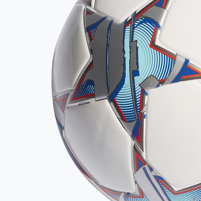 Futbolo kamuolys adidas UCL League 23/24 white/silver metallic/bright cyan/royal blue dydis 5 3