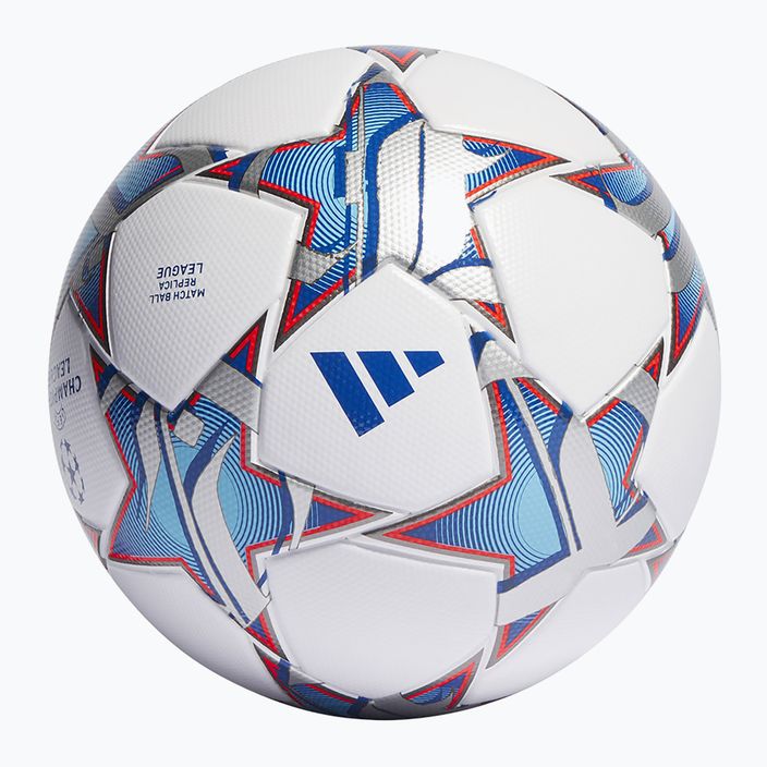 Futbolo kamuolys adidas UCL League 23/24 white/silver metallic/bright cyan dydis 5 2
