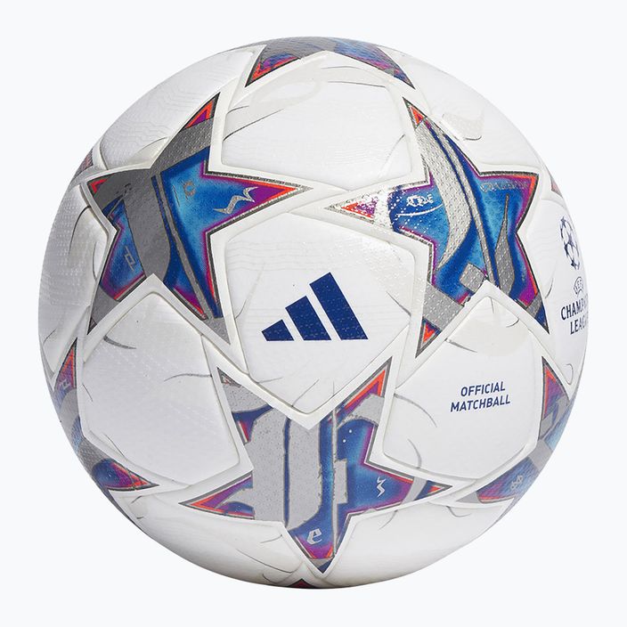 Futbolo kamuolys adidas UCL PRO 23/24 white/silver metallic/bright cyan/royal blue dydis 5