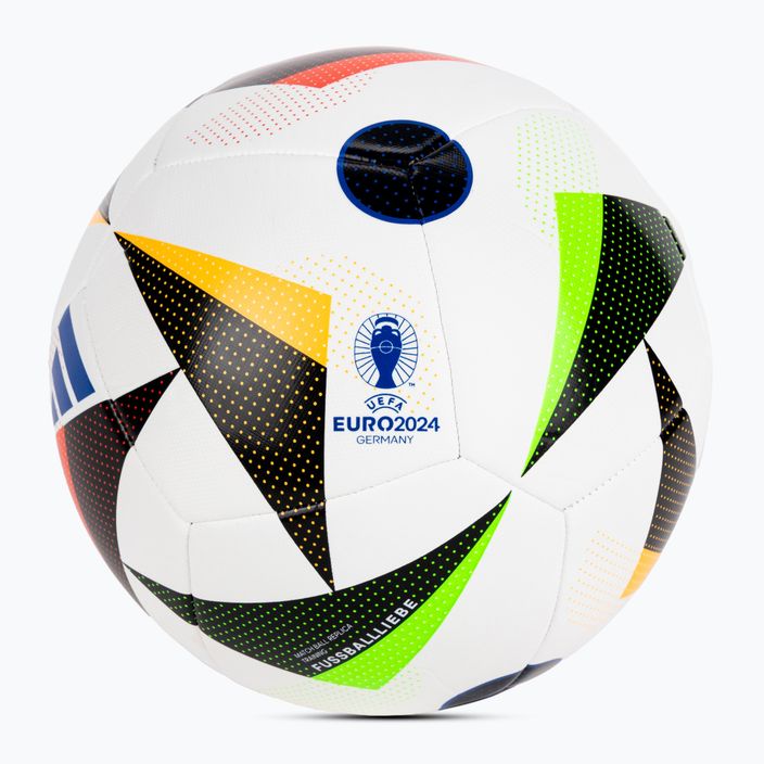 Krepšinio kamuolys adidas Fussballiebe Trainig Euro 2024 white/black/glow blue dydis 4