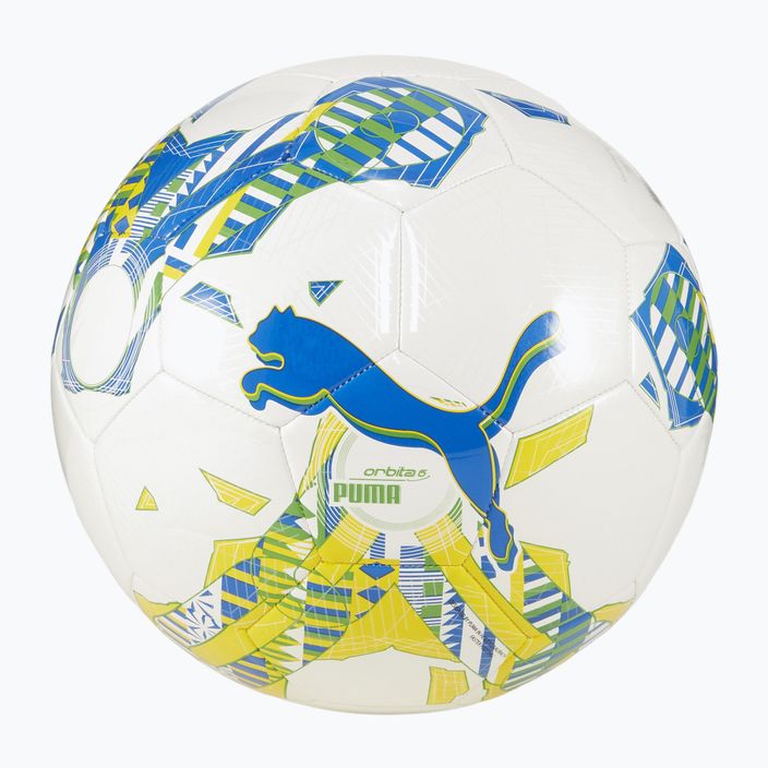 Futbolo kamuolys PUMA Orbita 6 FanwearCapsule MS puma white/pele yellow/puma green dydis 5 4