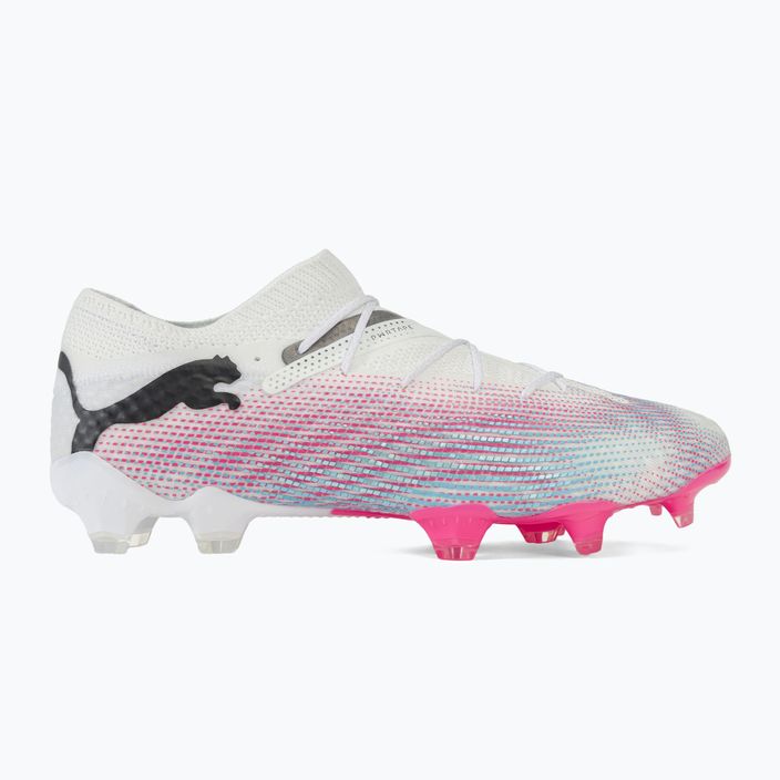 Futbolo batai PUMA Future 7 Ultimate Low FG/AG white/black/poison pink/bright aqua/silver mist 2