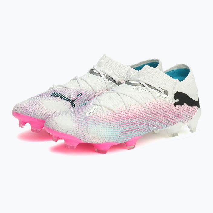 Futbolo batai PUMA Future 7 Ultimate Low FG/AG white/black/poison pink/bright aqua/silver mist 10