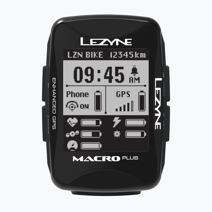 Lezyne MACRO PLUS GPS HRSC Įkrautas juodos spalvos rinkinys LZN-1-GPS-MACRO-V304-HS dviračių skaitiklis su kadencijos jutikliu 2