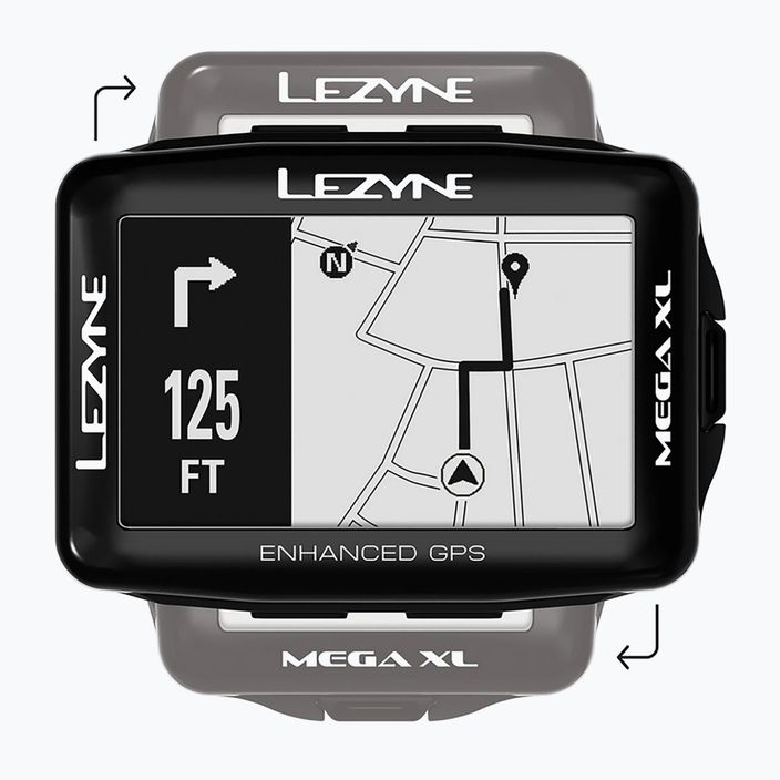 Dviračių skaitiklis su širdies jutikliu ir jutikliu Lezyne MEGA XL GPS HRSC Įkrautas rinkinys juodas LZN-1-GPS-MEGAXL-V204-HS