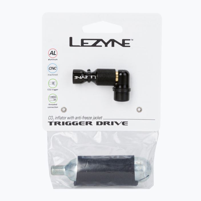 Lezyne TRIGGER DRIVE CO2 dviračių pripūtimo aparatas su kasete + 1x kasetė juoda LZN-1-C2-TRDR-V104