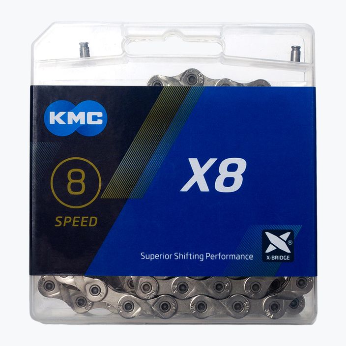 KMC X8 114 jungčių 8rz sidabrinė BX08NP114 dviračio grandinė