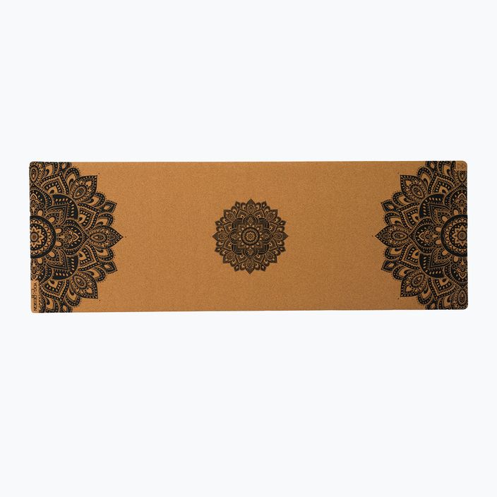 Yoga Design Lab kamštinis 3,5 mm rudos spalvos kilimėlis Mandala Juodas jogos kilimėlis 2