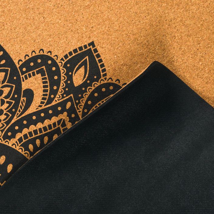 Yoga Design Lab kamštinis 3,5 mm rudos spalvos kilimėlis Mandala Juodas jogos kilimėlis 6