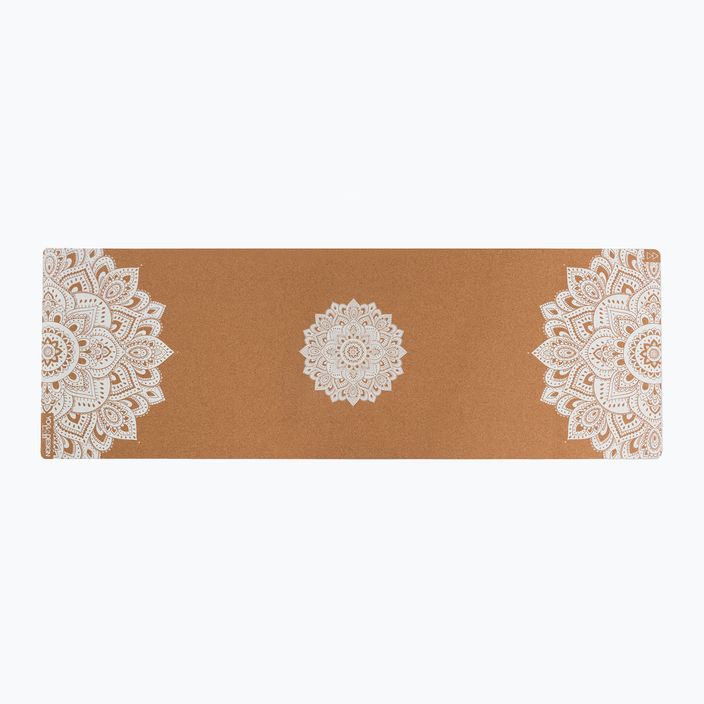 Yoga Design Lab kamštinis 3,5 mm rudos spalvos Mandala Baltas jogos kilimėlis 2