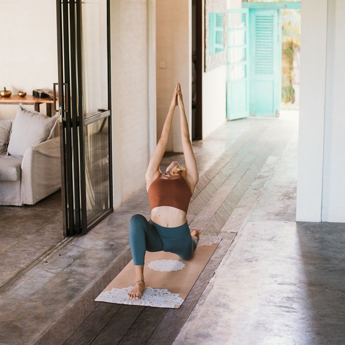 Yoga Design Lab kamštinis 3,5 mm rudos spalvos Mandala Baltas jogos kilimėlis 6
