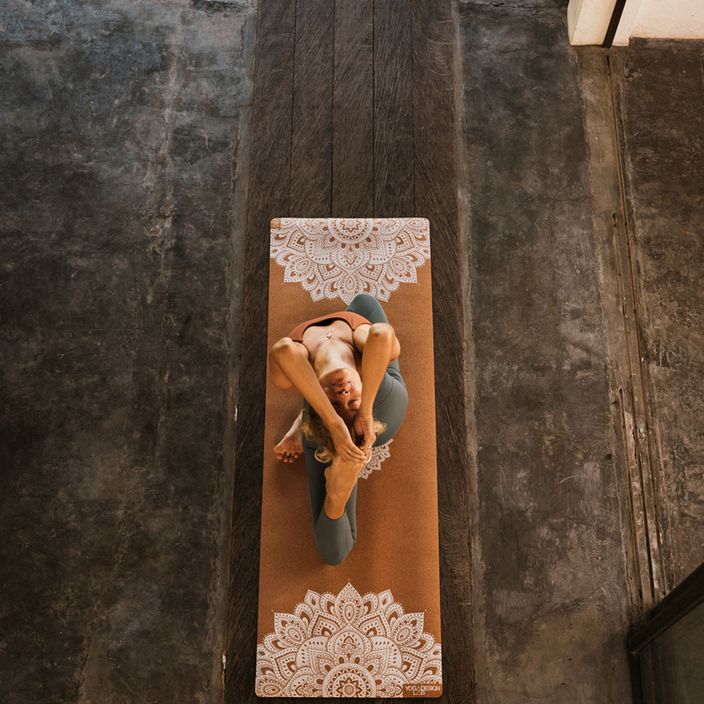 Yoga Design Lab kamštinis 3,5 mm rudos spalvos Mandala Baltas jogos kilimėlis 8