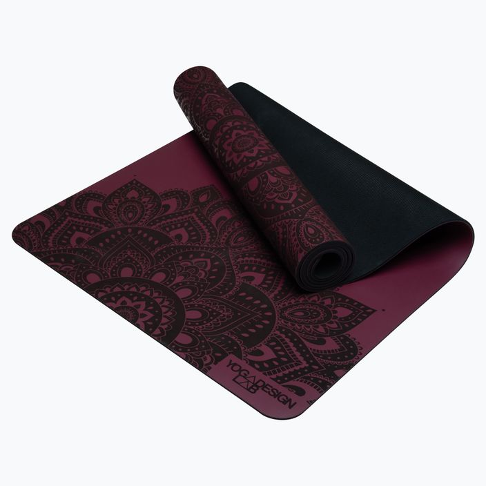 Yoga Design Lab begalybės jogos kilimėlis 5 mm violetinės spalvos Mandala Burgundy 6