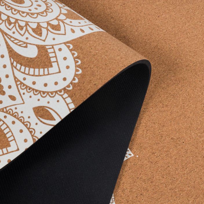 Yoga Design Lab kamštinis 5,5 mm rudos spalvos Mandala Baltas jogos kilimėlis 4