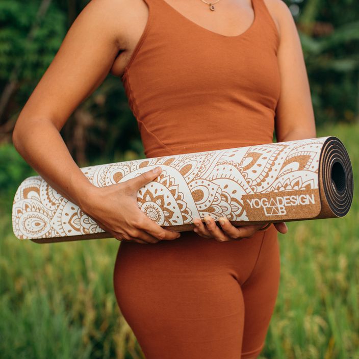 Yoga Design Lab kamštinis 5,5 mm rudos spalvos Mandala Baltas jogos kilimėlis 9