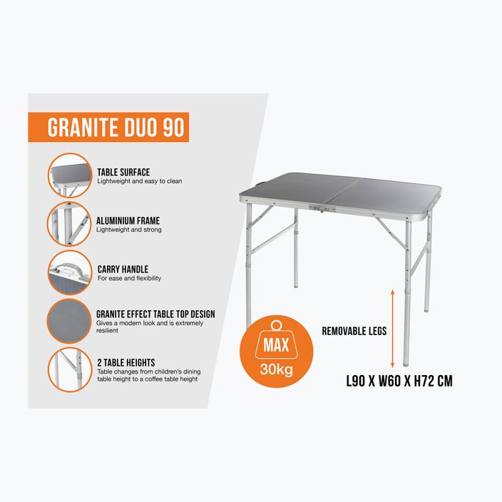 Vango Granite Duo 90 pilkas turistinis stalas 2