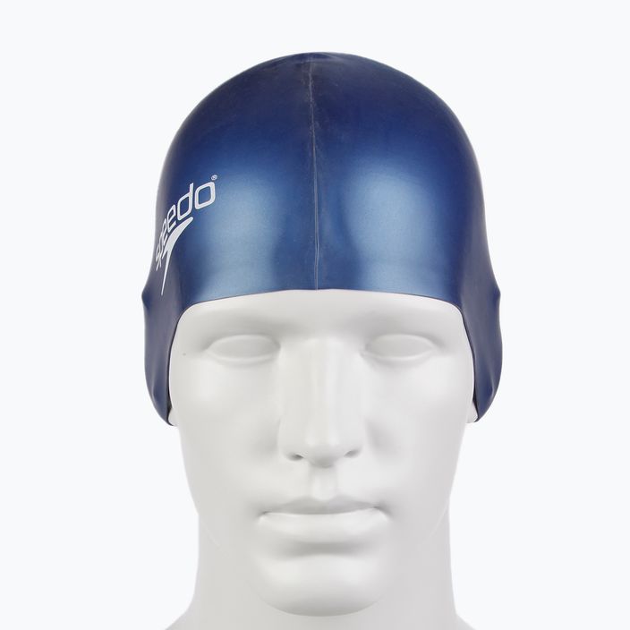 Speedo paprasta plokščia silikoninė plaukimo kepurė tamsiai mėlyna 8-709910011 3