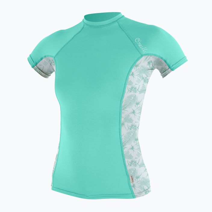 O'Neill moteriški marškinėliai Side Print Rash Guard Turquoise Swim Shirt 5405S