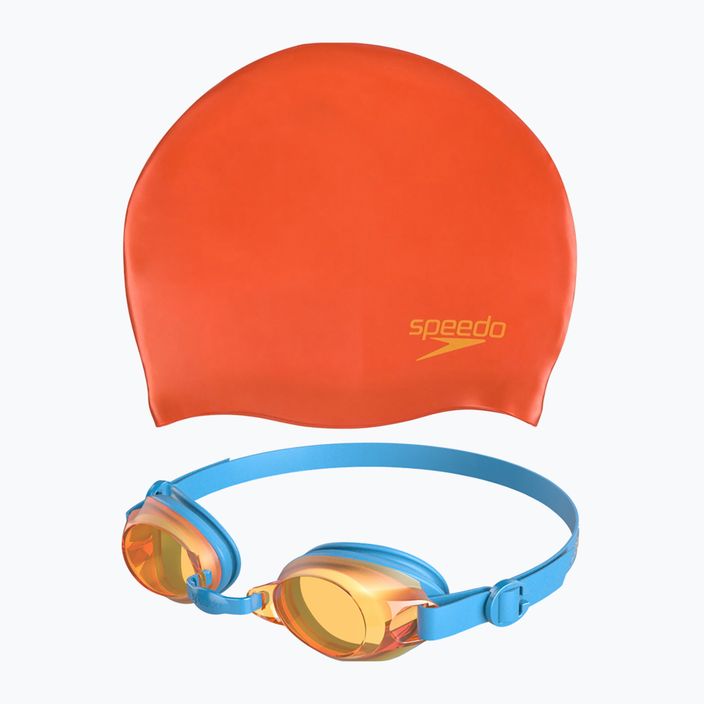 Vaikiškas plaukiojimo rinkinys Speedo Jet V2 Kepuraitė + Akiniai fluo orange/pink assorted 8