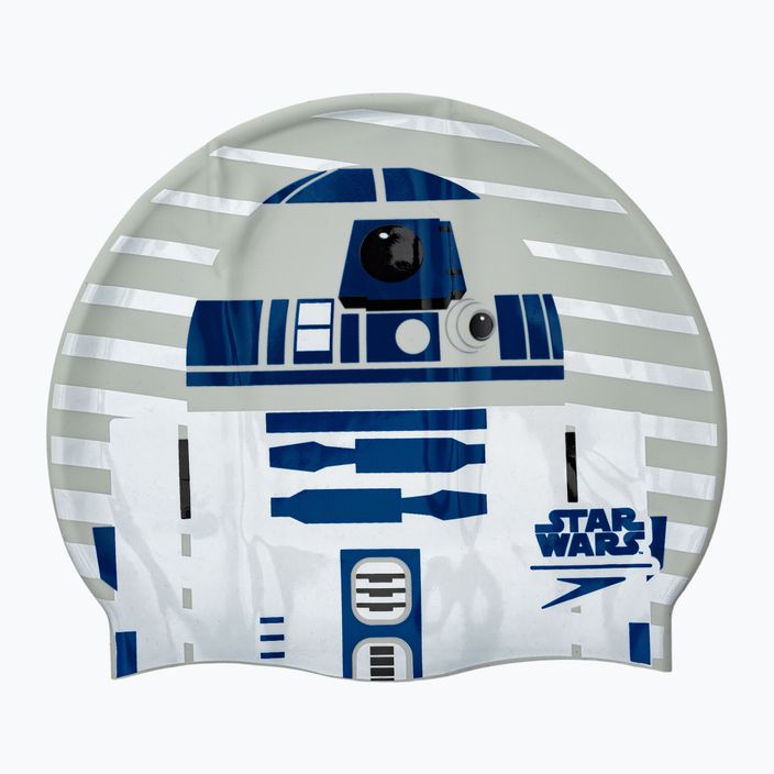 Speedo Star Wars Slpogan Print R2-D2 vaikiška plaukimo kepuraitė balta ir pilka 8-08385D674