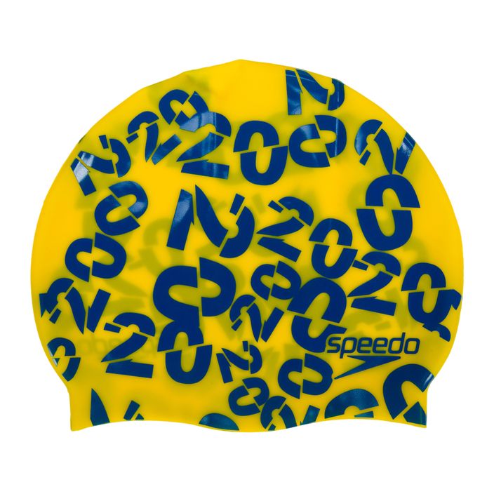 Speedo Geltonos spalvos vaikiška plaukimo kepuraitė su užrašu 68-08386D690 2