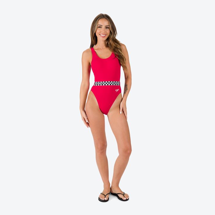 Speedo Moteriškas vientisas maudymosi kostiumėlis su diržu Deep U-Back raudonas 12363F338 2