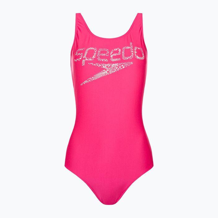 Speedo moteriškas vientisas maudymosi kostiumėlis Logo Deep U-Back pink 68-12369A657