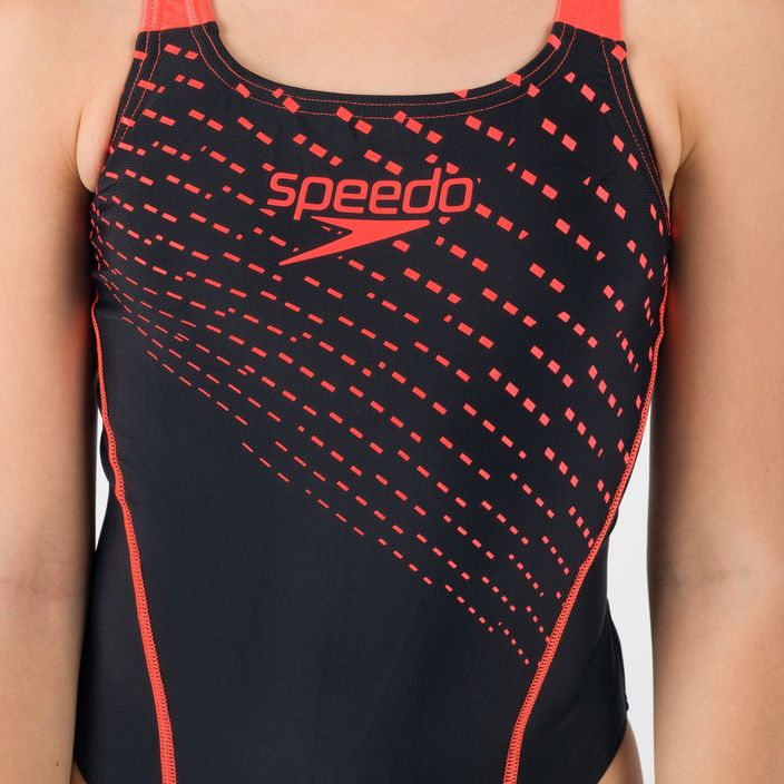 Speedo Medley Logo Medalist vaikiškas vientisas maudymosi kostiumėlis juodas 8-13458G683 7