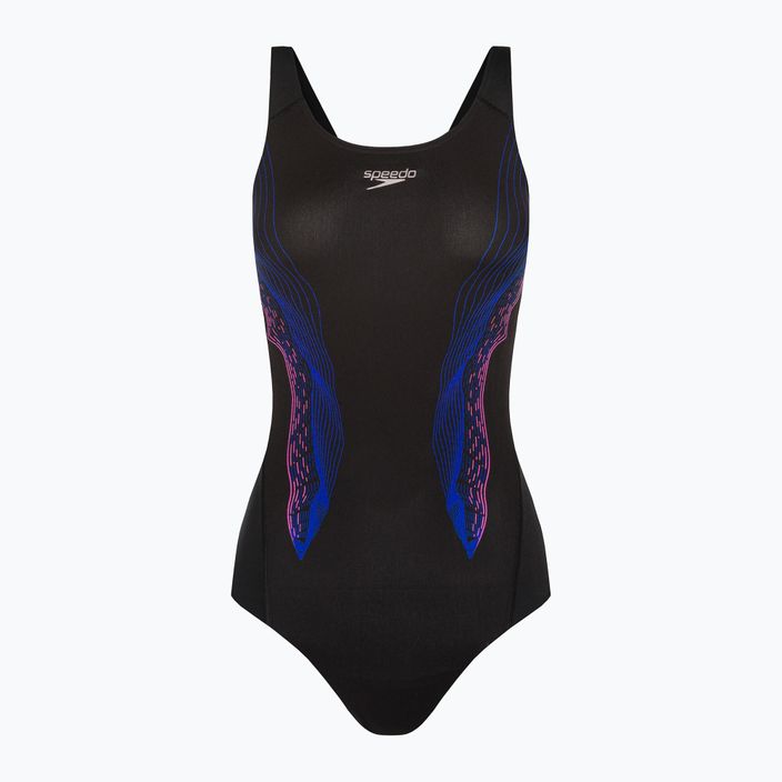 Speedo Placement Recordbreaker moteriškas vientisas maudymosi kostiumėlis juodas 68-09015G634