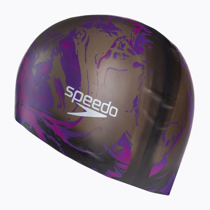 Speedo ilgaplaukė juoda ir violetinė plaukimo kepuraitė su spauda 68-11306 2