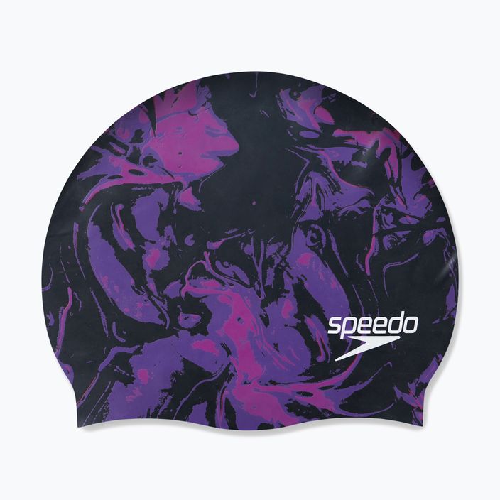 Speedo ilgaplaukė juoda ir violetinė plaukimo kepuraitė su spauda 68-11306 5