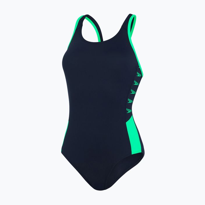 Speedo Boom Logo Splice Muscleback moteriškas vientisas maudymosi kostiumėlis tamsiai mėlyna-žalia 68-12900 5