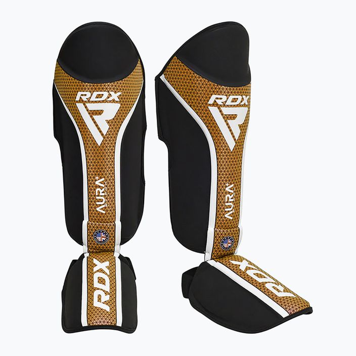 Blauzdų ir pėdų apsaugos RDX Shin Instep Aura Plus T-17 golden