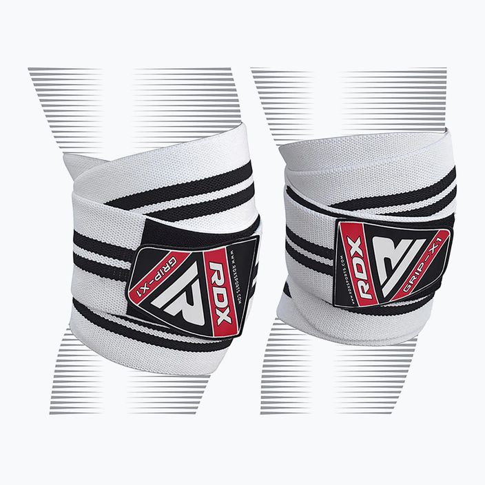 Kelių juostos RDX Compression Elasticated Knee Wrap white 6