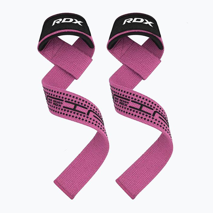 Svorių kilnojimo dirželiai RDX S4 Weightlifting Wrist Straps pink