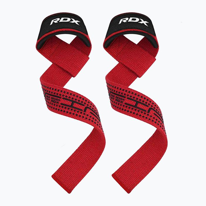 Svorių kilnojimo dirželiai RDX S4 Weightlifting Wrist Straps red