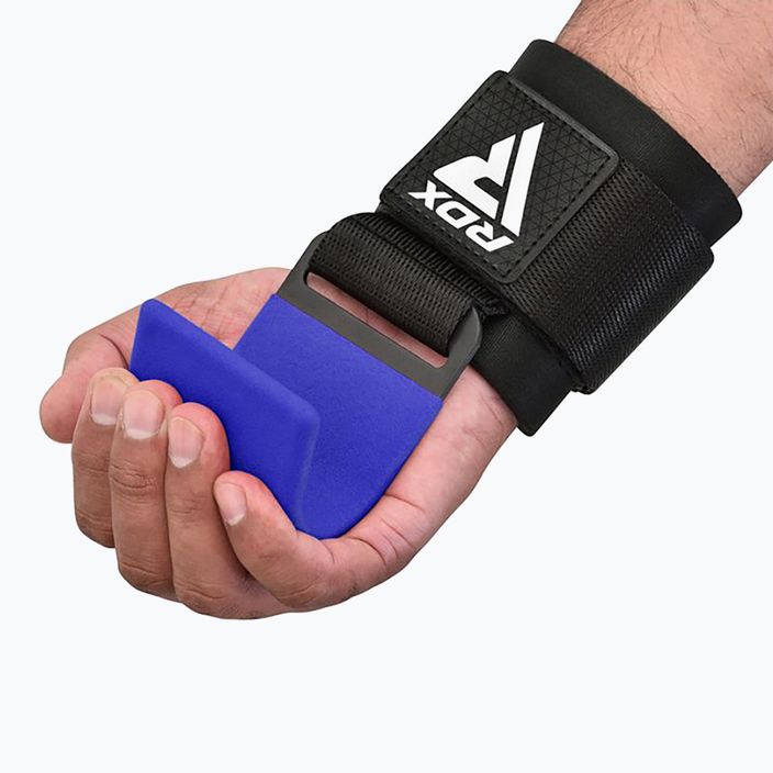 Svorių kilnojimo dirželiai su kabliukais RDX W5 Weight Lifting Hook Strap blue 6