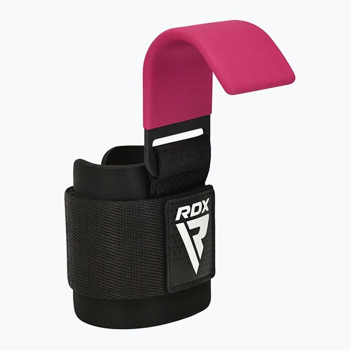 Svorių kilnojimo dirželiai su kabliukais RDX W5 Weight Lifting Hook Strap pink 2