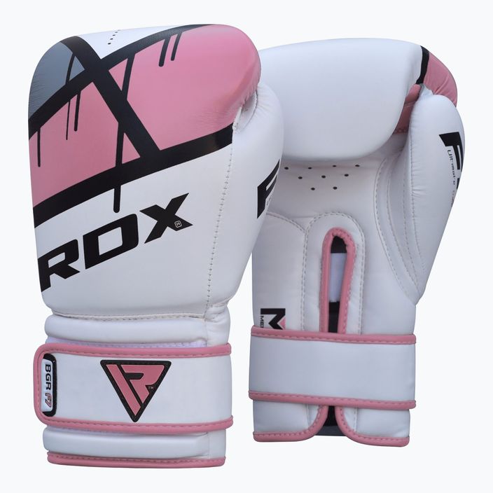 Moteriškos bokso pirštinės RDX BGR-F7 baltos ir rožinės spalvos BGR-F7P 7