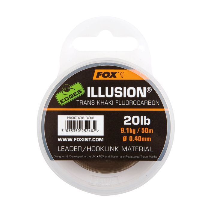 Flurocarbon linija Fox International Edges Illusion Flurocarbon Leader žalia CAC604 2