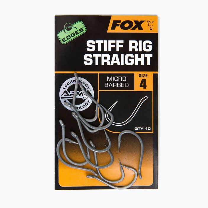 Fox International Edges Armapoint karpiniai kabliukai Stiff Rig Straight grey CHK164 2